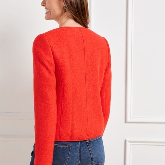 Talbots Berkshire Wool Blend Crop Red Orange Preppy Office Career Jacket Sz 10 - Picture 2 of 15